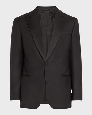 Men's Wool Satin-Lapel Two-Piece Tuxedo Set