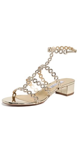 Aquazzura Infinity Chain Sandals 35mm Soft Gold 38.5