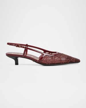 Demi Crystal Mesh Slingback Pumps