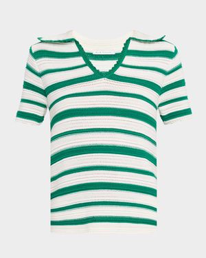 The Harlow Stripe Knit Polo Top