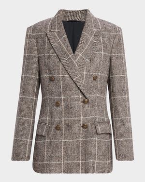 Windowpane Double-Breasted Jacket