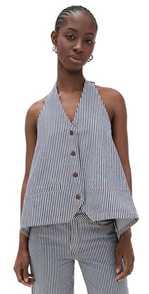 Lioness Hills Halter Top Navy Stripe L