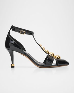 70mm Cleia Studded Patent Leather Pumps