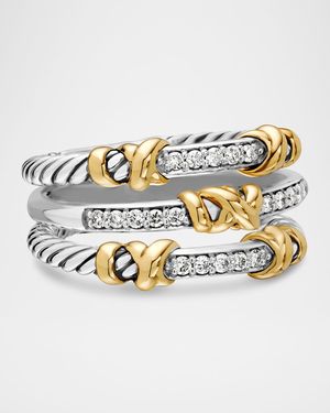 Helena Ring with Diamonds and 18K Gold in Silver, 12mm