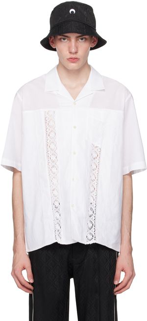 Marine Serre Chemise blanche en linge de maison suprarecyclé - White Line