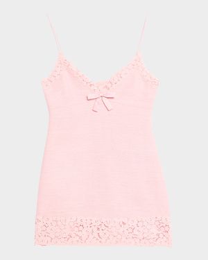 Meva Lace-Trim Tweed Mini Dress
