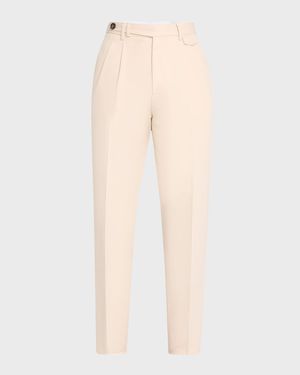 Men's Cotton and Wool Double-Pleated Pants