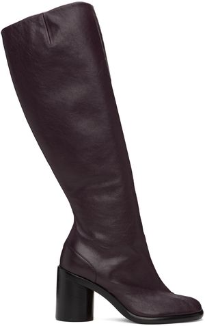 Maison Margiela Bottes hauteur genou bourgogne à bout Tabi