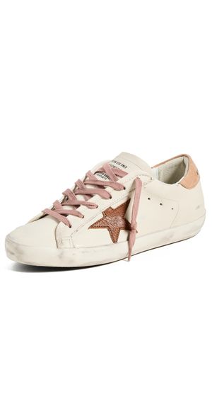 Golden Goose Super Star Leather Upper Sneakers and Star Croco Printed Heel Talco/Brown/Beige 39