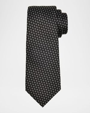 Men's Chevron-Woven Silk Tie