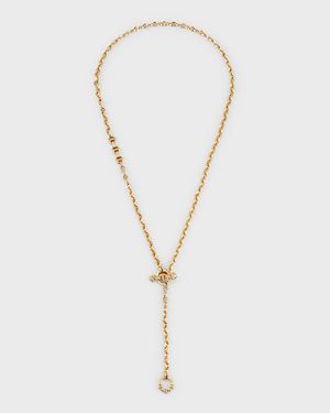 18K Yellow Gold Diamond Open-Link Chain Necklace