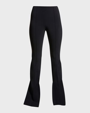 Neoprene Slit-Cuff Flare Pants