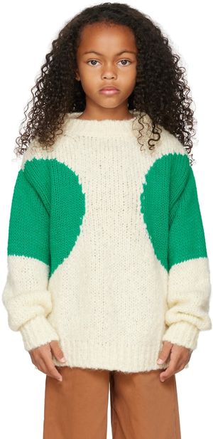 Weekend House Kids Kids Off-White & Green Dot Sweater