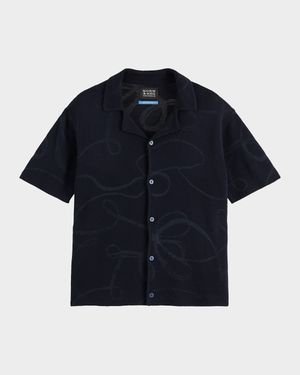 Men's Jacquard Knit Short-Sleeve Shirt