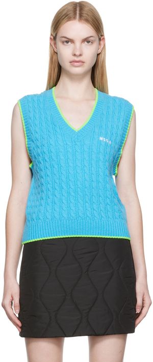MSGM Blue Wool Vest