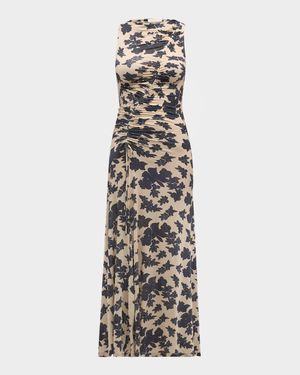 Natalia Ruched Floral-Print Maxi Dress