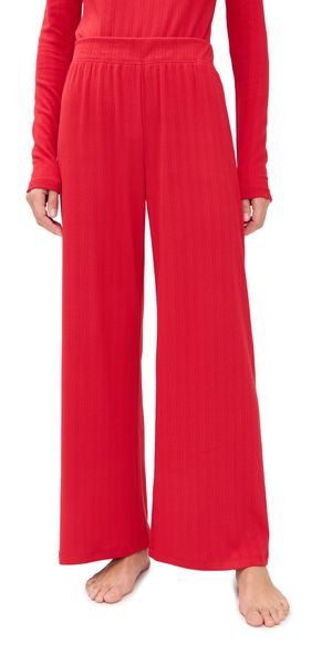 Z Supply Luxe Pointelle Pants Festive Red L