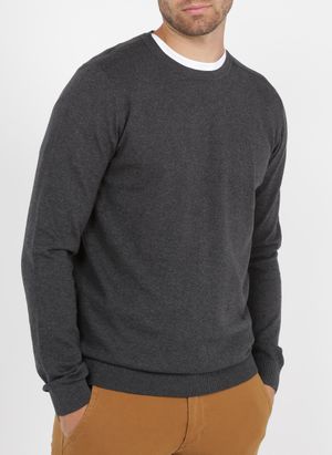 Selected - Pull col rond en coton - Taille 2XL - Gris