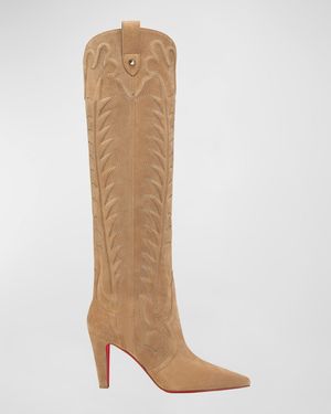 85mm Santia Suede Knee-High Western Boots