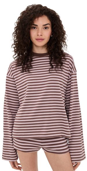 Lioness Bloom Long Sleeve Tee CHOCOLATE BLUSH STRIPE XXS