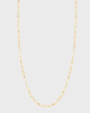18k Gold Paperclip Necklace, 22"L