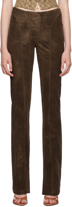MISBHV Brown Harley Faux-Leather Trousers