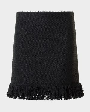 Boucle Tweed Fringed Mini Skirt