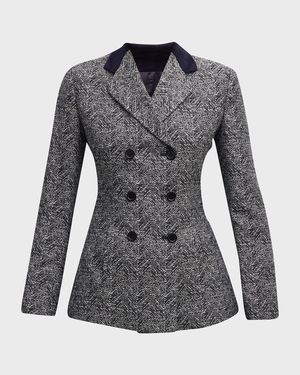 Heathered Double-Breasted Wool-Blend Blazer