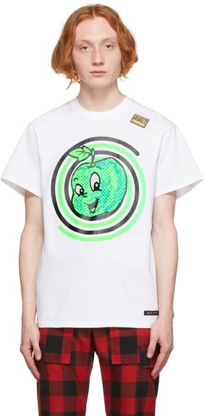 99%IS- White Spiral Apple Mesh-Eye T-Shirt