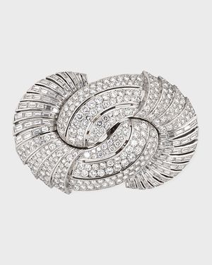 Estate Retro Large Diamond Swirl Brooch