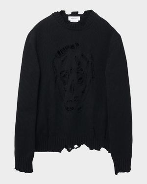 Men's Distressed Skull Sweater