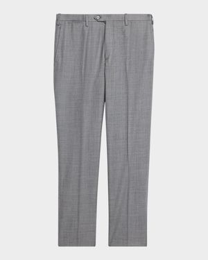 Men's Wool Twill Flat-Front Trousers