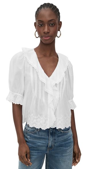 Madewell Ruffled Puff Sleeve Top White S