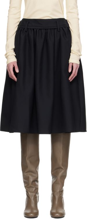 Fax Copy Express Black Puffy Midi Skirt