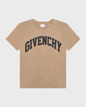 Boy's Curved Logo-Print T-Shirt, Size 4-6