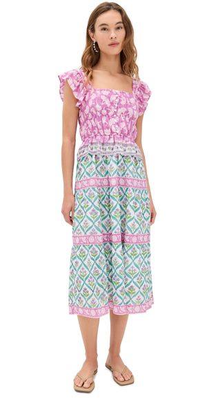Bell Fleur Midi Dress Mixed Prints M