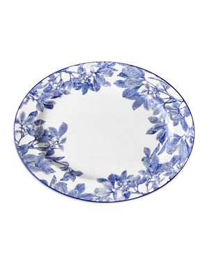 Arbor Blue Rimmed Oval Platter, 16"