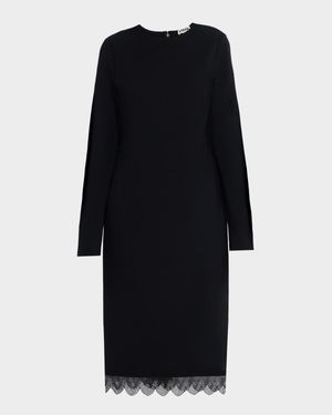 Hunter Beaded Scallop-Hem Crepe Dress