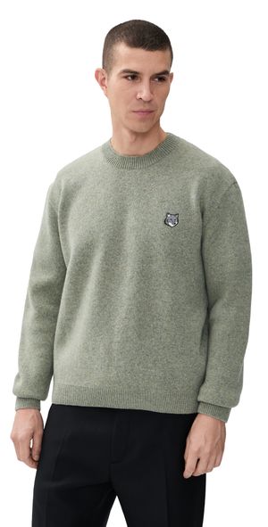 Maison Kitsuné Fox Head Milano Lambswool Sweater Laurel Green L