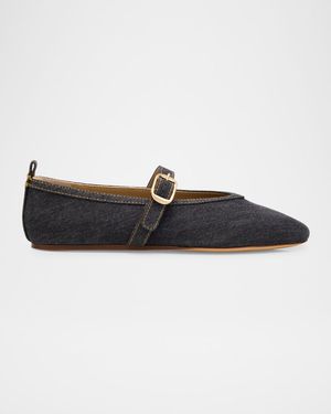 Stella Denim Mary Jane Ballerina Flats