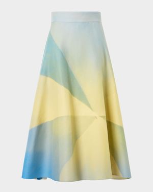 Sunbeam Print Cotton Midi Skirt