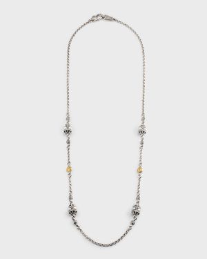 Silver and Gold Pearl Necklace, 22"L