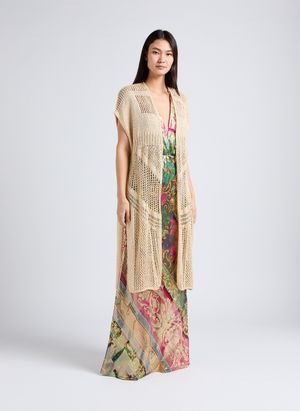 Mes Demoiselles - Gilet ouvert maillé et ajouré à sequins - Taille 1 - Doré