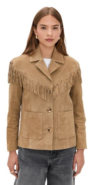 BLANKNYC Herbal Therapy Suede Jacket Dark Khaki S