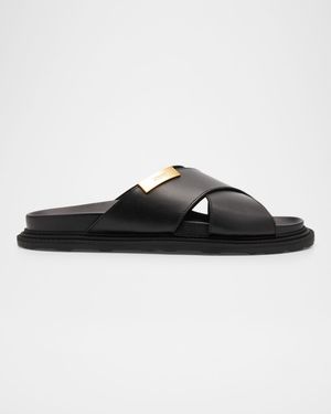Men's Crisscross Leather Slide Sandals