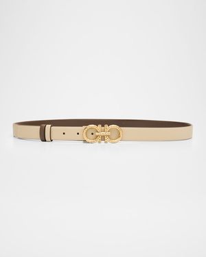 Gancini-Buckle Reversible Leather Belt