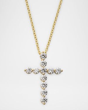 18K Yellow Gold Diamond Cross Necklace, 20"L, 1.16tcw