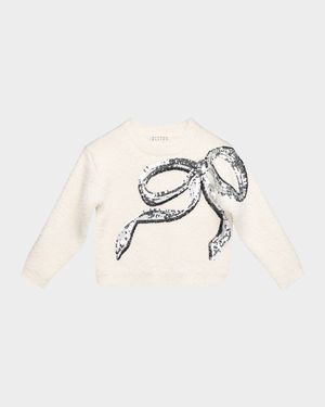 Girl's Sequined Bow Sweater, Size 4-14