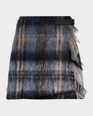Check Mohair Mini Wrap Skirt