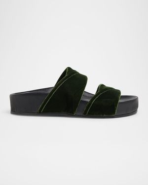 Velvet Platform Slide Sandals